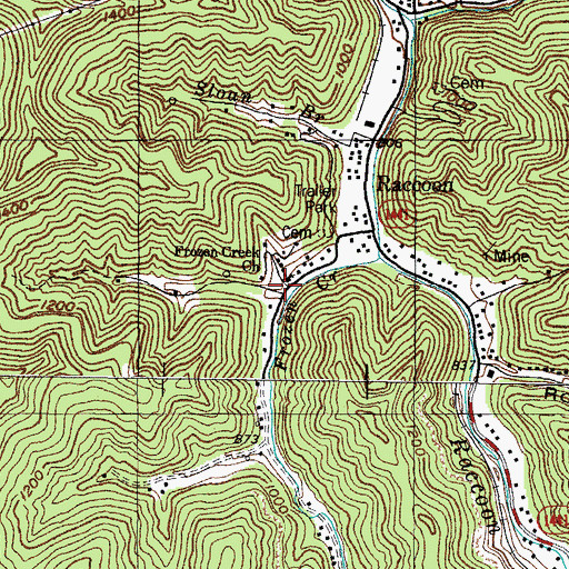 Topographic Map of Frozen Creek School (historical), KY