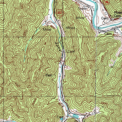 Topographic Map of Joes Creek (historical), KY