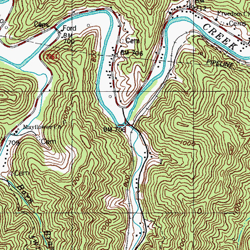 Topographic Map of Johns Post Office (historical), KY