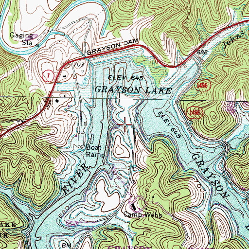 Topographic Map of Kitchen Cemetery, KY