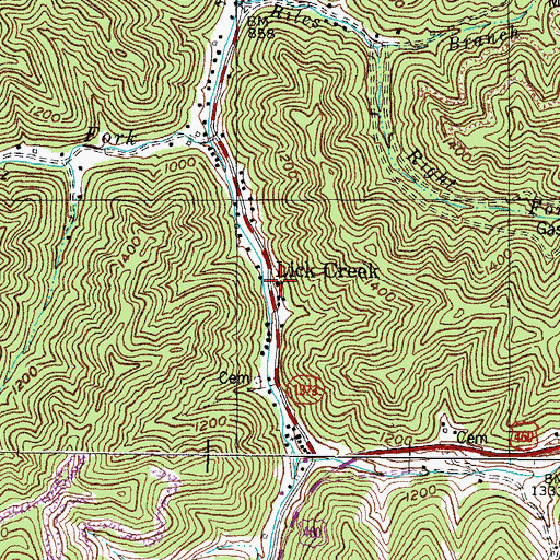 Topographic Map of Mountain View Church, KY