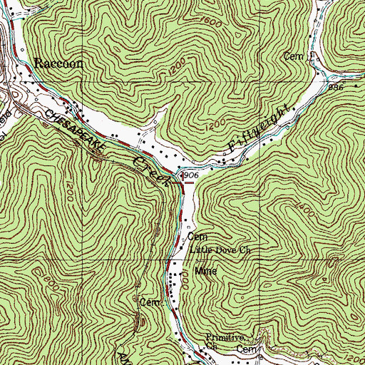 Topographic Map of Raccoon Post Office (historical), KY