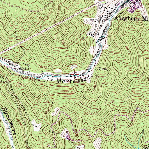 Topographic Map of Allegheny (historical), KY