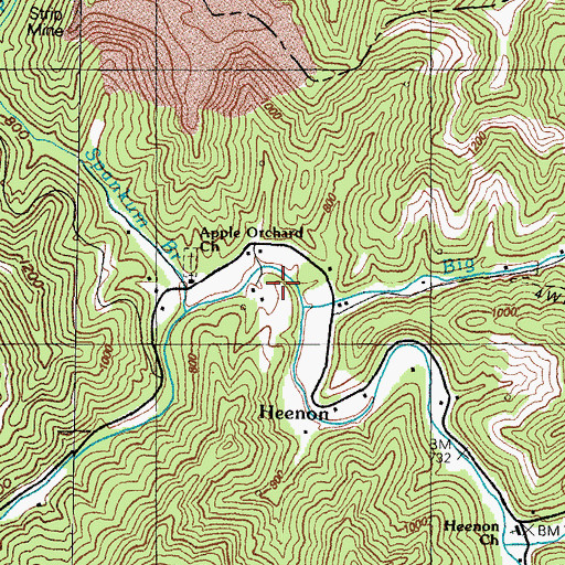 Topographic Map of Apple Orchard Bottom, KY
