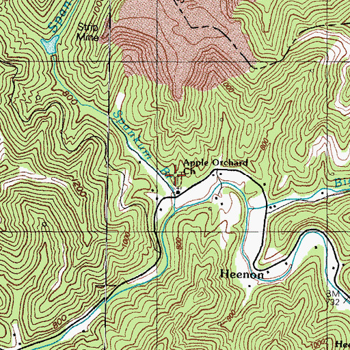 Topographic Map of Apple Orchard Cemetery, KY