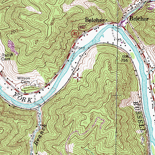 Topographic Map of Belcher School (historical), KY