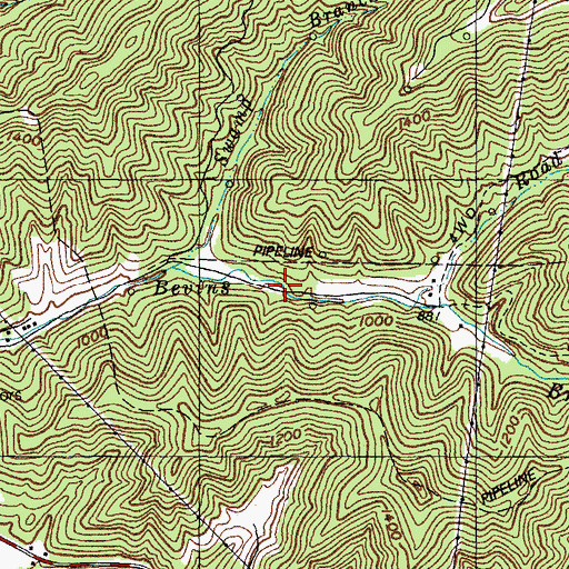 Topographic Map of Bevins Branch (historical), KY