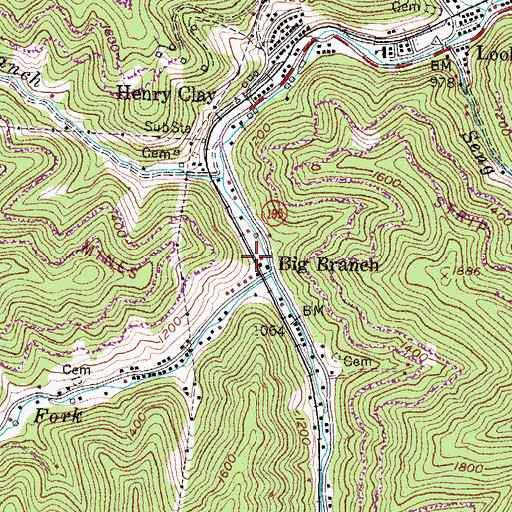 Topographic Map of Big Branch Post Office (historical), KY