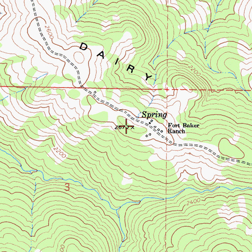 Topographic Map of Dairy Ridge, CA