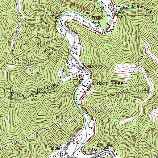 Topographic Map of Billy Dotson Cemetery, KY