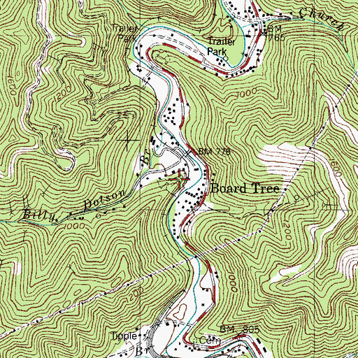 Topographic Map of Billy Dotson Cemetery, KY