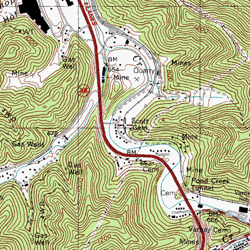 Topographic Map of Black Cemetery, KY