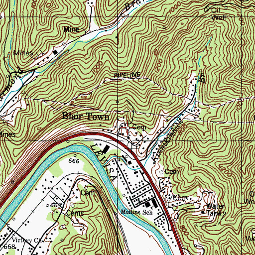 Topographic Map of Blair Cemetery, KY