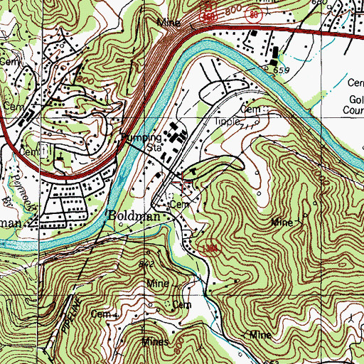 Topographic Map of Boldman School (historical), KY