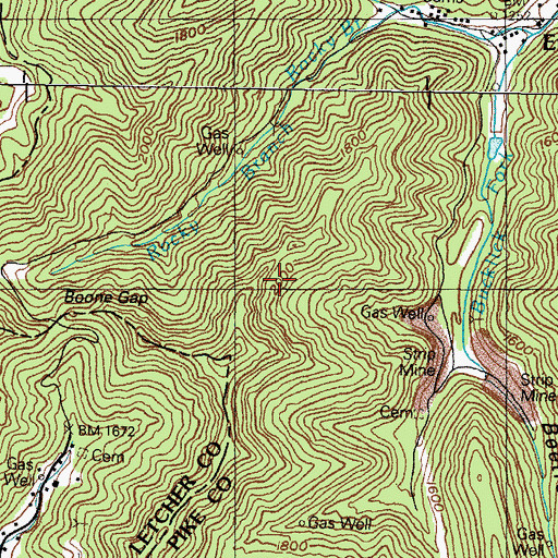 Topographic Map of Boone Mountain, KY