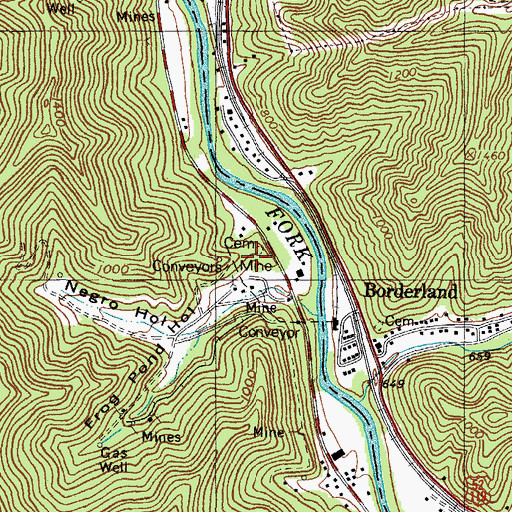 Topographic Map of Borderland School (historical), KY