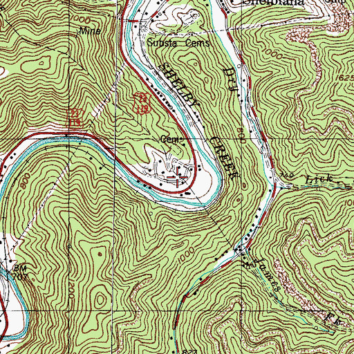 Topographic Map of Branham Heights (historical), KY