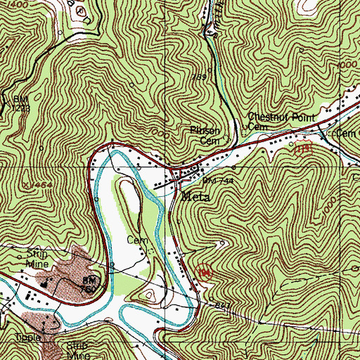 Topographic Map of Breckenridge Post Office (historical), KY