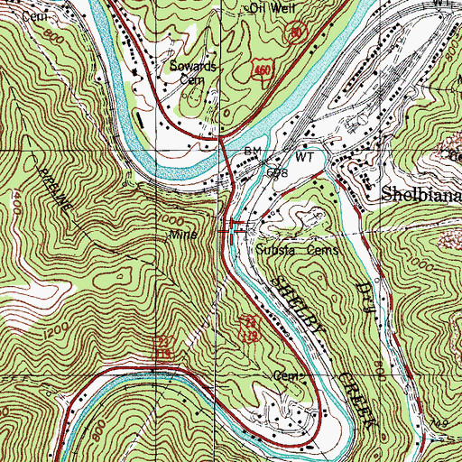 Topographic Map of Crooked Creek (historical), KY