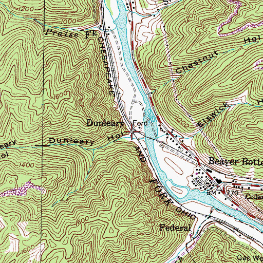 Topographic Map of Dunleary Post Office (historical), KY