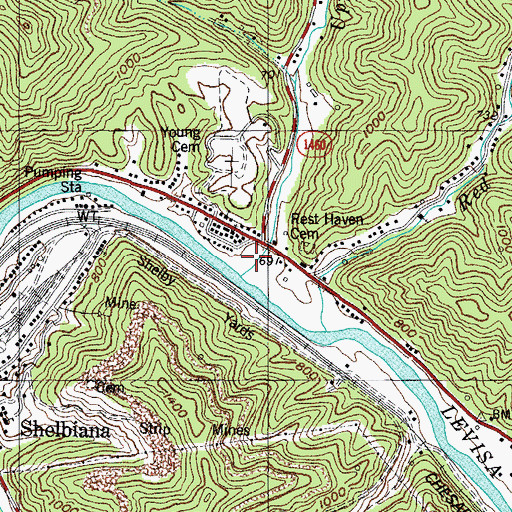 Topographic Map of East Shelbiana (historical), KY