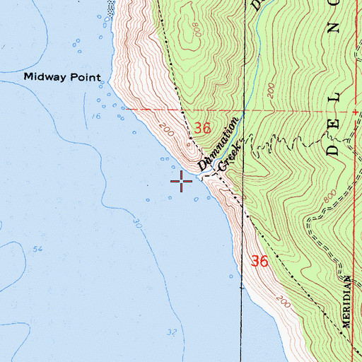 Topographic Map of Damnation Creek, CA