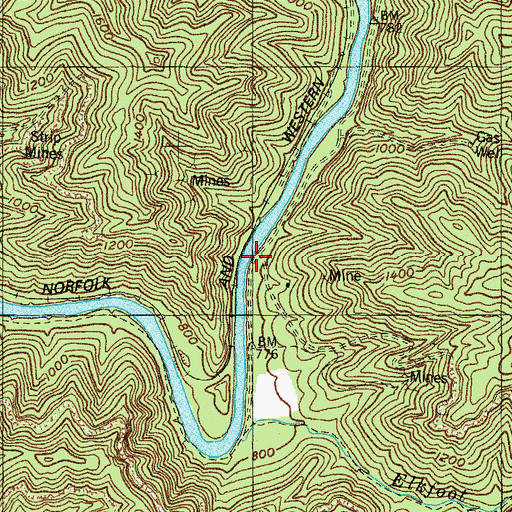 Topographic Map of Elk Foot Creek School (historical), KY