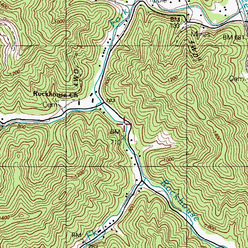 Topographic Map of Elkins Fork School (historical), KY