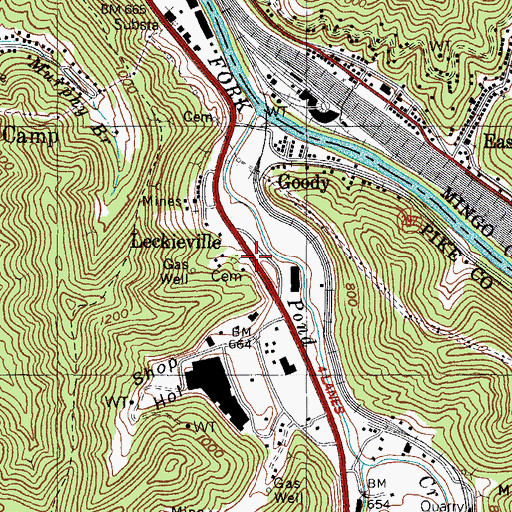 Topographic Map of Goody Post Office (historical), KY