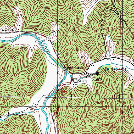 Topographic Map of Gulnare Post Office (historical), KY