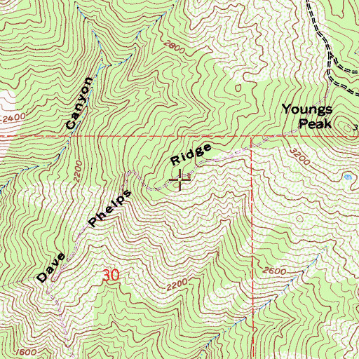 Topographic Map of Dave Phelps Ridge, CA