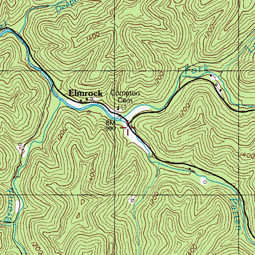 Topographic Map of Baker Post Office (historical), KY