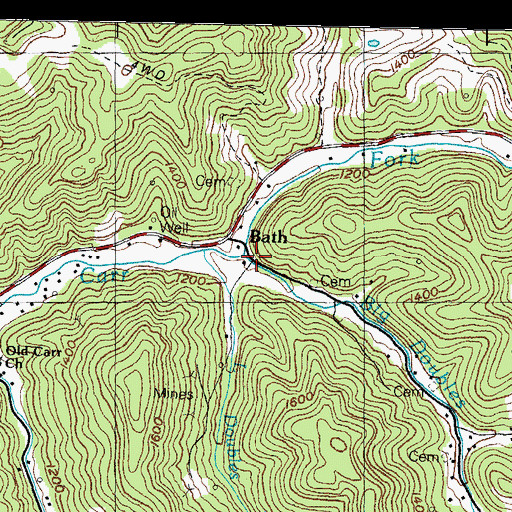 Topographic Map of Bath Post Office (historical), KY