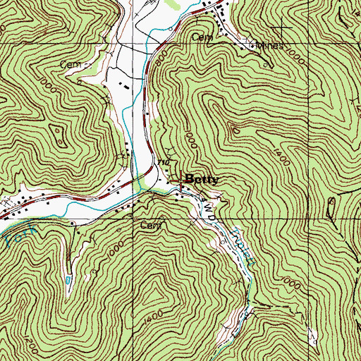 Topographic Map of Betty Post Office (historical), KY