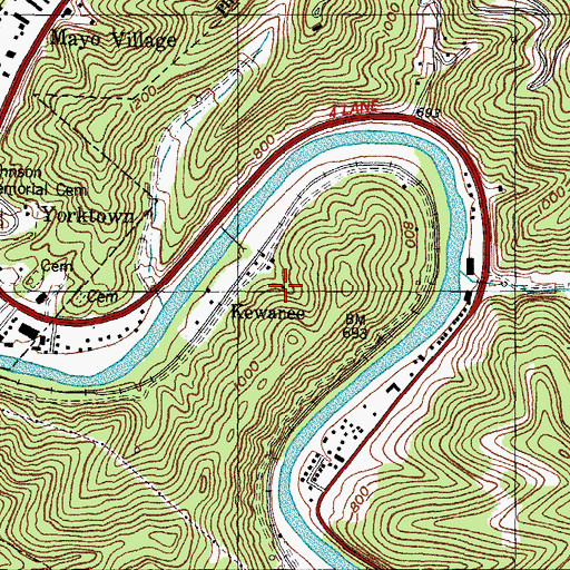 Topographic Map of Bolyn Post Office (historical), KY