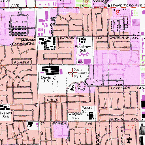 Topographic Map of Davis Community Park, CA