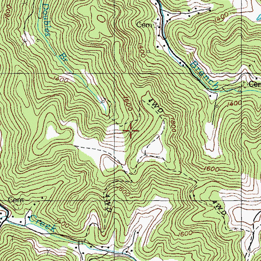Topographic Map of Cody Cemetery (historical), KY