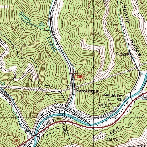 Topographic Map of Hytem Railroad Station (historical), KY