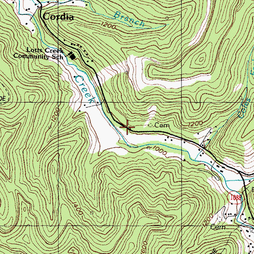 Topographic Map of Lotts Creek (historical), KY