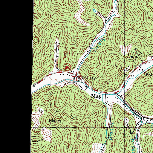 Topographic Map of May Post Office (historical), KY