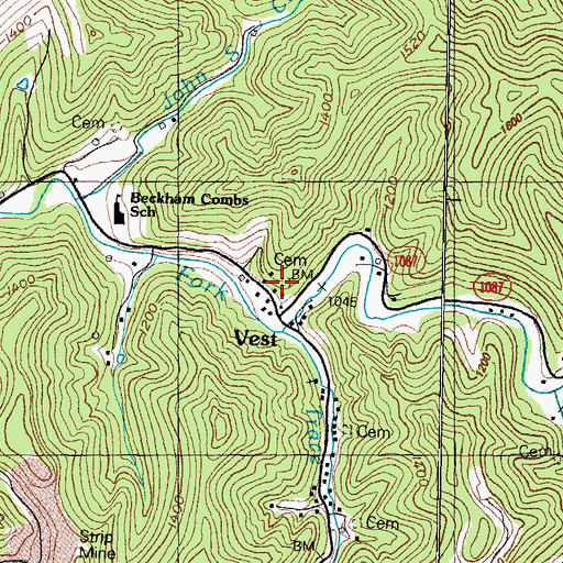 Topographic Map of Vest School (historical), KY
