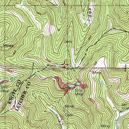 Topographic Map of Adams Lookout Tower, KY