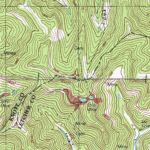 Topographic Map of Adams Lookout Tower, KY