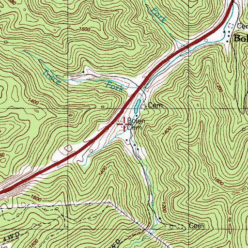 Topographic Map of Bolen Cemetery, KY