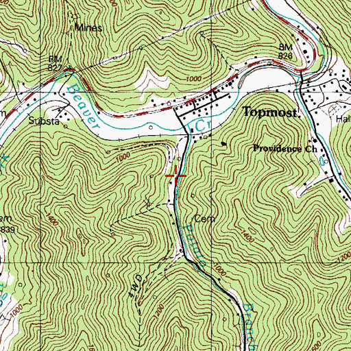 Topographic Map of Topmost Post Office, KY