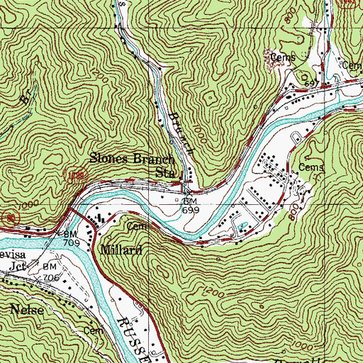 Topographic Map of Hamitons Store Post Office (historical), KY
