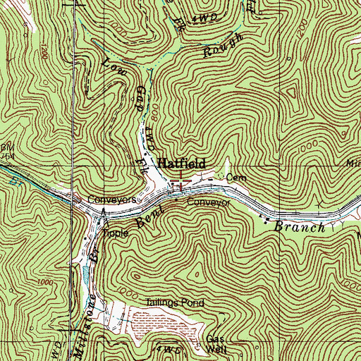 Topographic Map of Hatfield Post Office (historical), KY