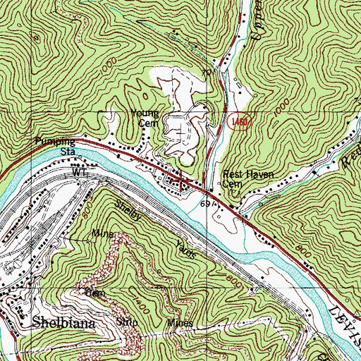 Topographic Map of Jettie Post Office (historical), KY