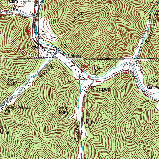 Topographic Map of Kimber Post Office (historical), KY