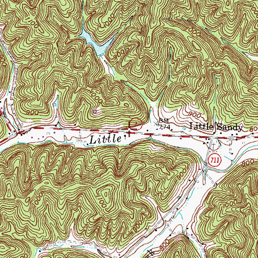 Topographic Map of Little Sandy Post Office (historical), KY